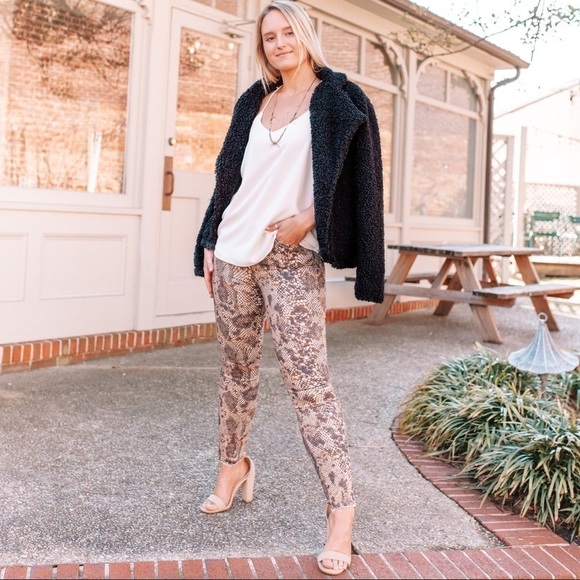 Chicos SO Slimming Animal Print Snake Python Skinny Ankle Capris X-Small Brown - Picture 1 of 8